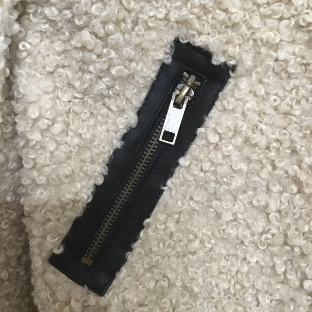 Gianni Bini Women’s Cream Teddy & Faux Leather Coat Jacket Size M NWOT - Picture 4 of 9